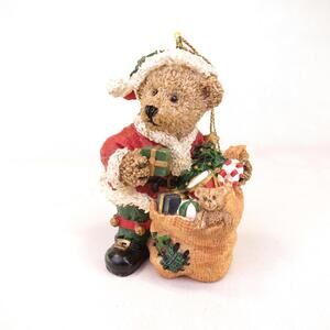 Vintage Santa Bear Resin Ornament 3.5" Tall